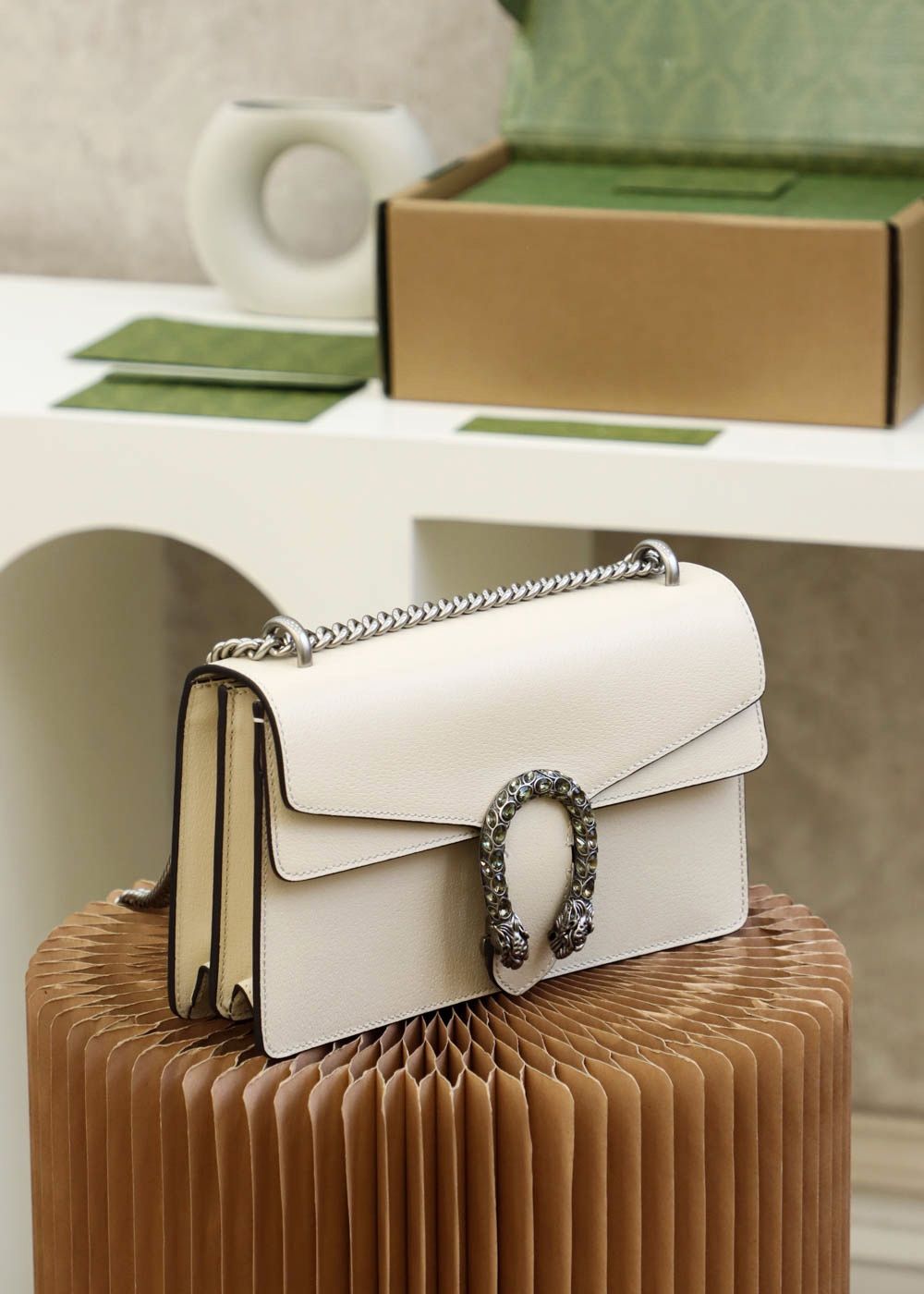 Gucci Dionysus Small Shoulder Bag White Leather