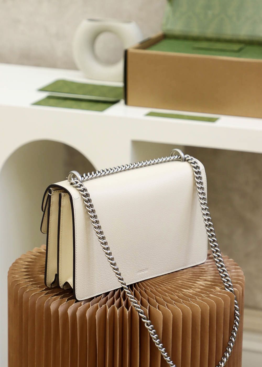 Gucci Dionysus Small Shoulder Bag White Leather