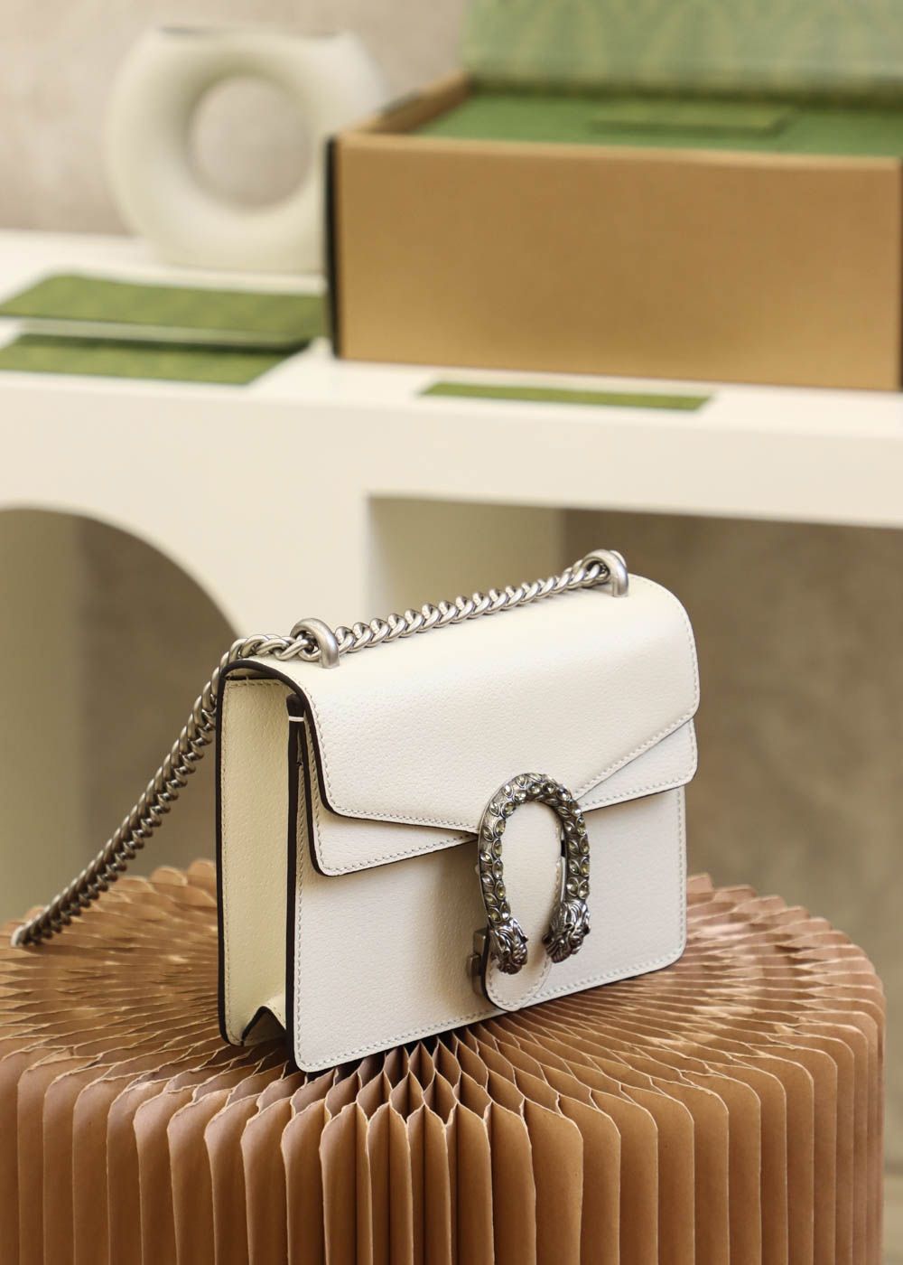 Gucci Dionysus Mini Leather Bag White Leather