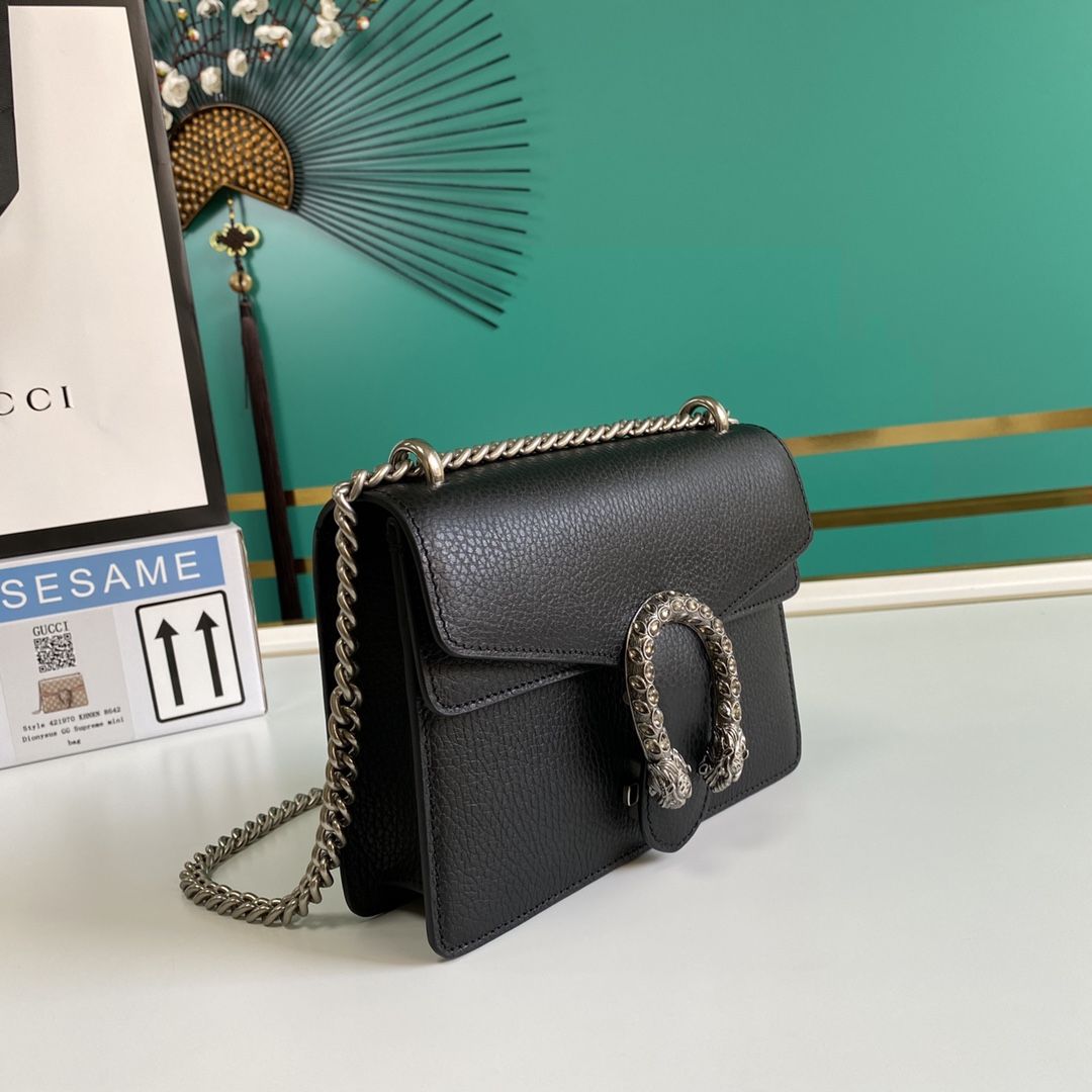 Gucci Dionysus Leather Mini Bag Black Leather