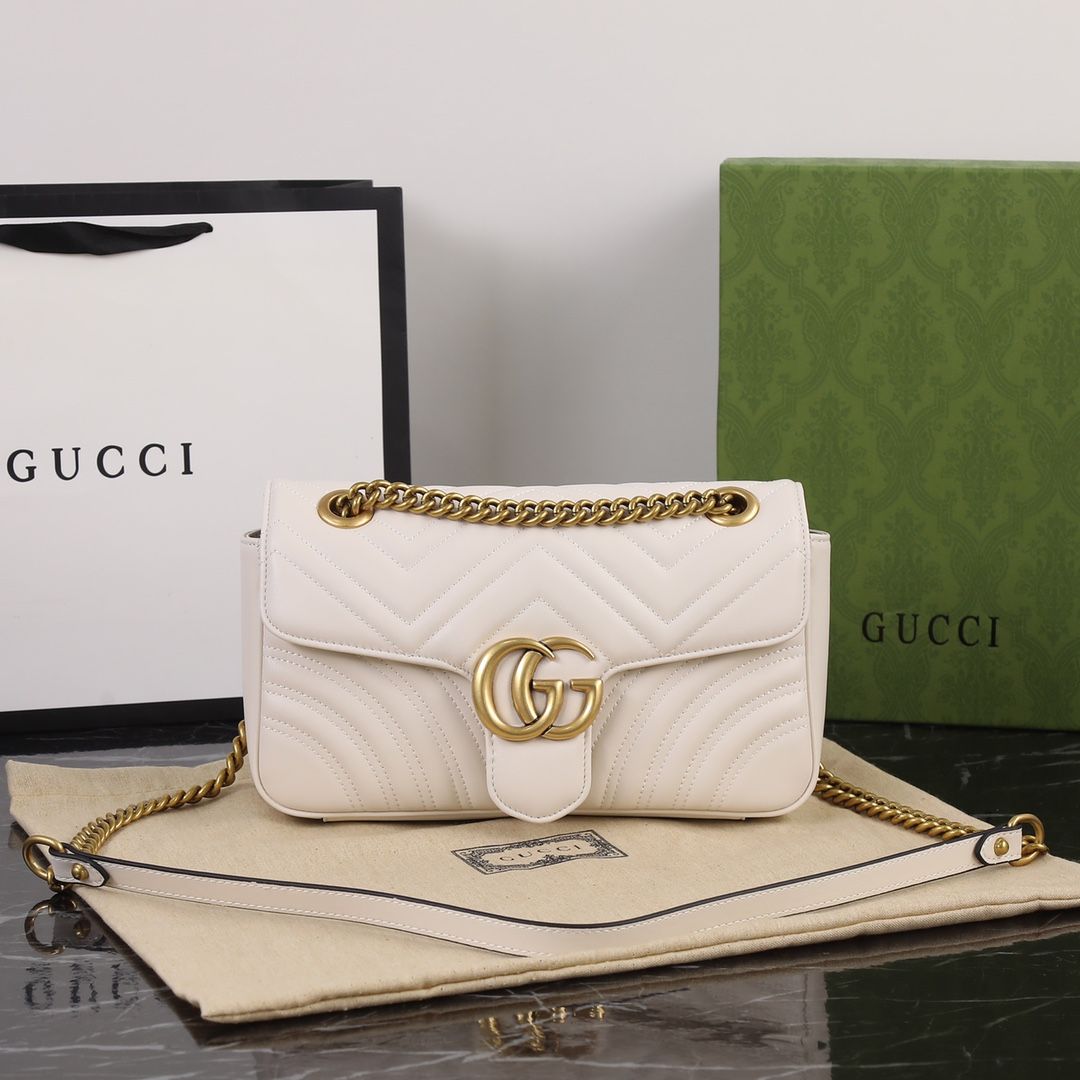 Gucci Gg Marmont Small Shoulder Bag Light Beige Leather