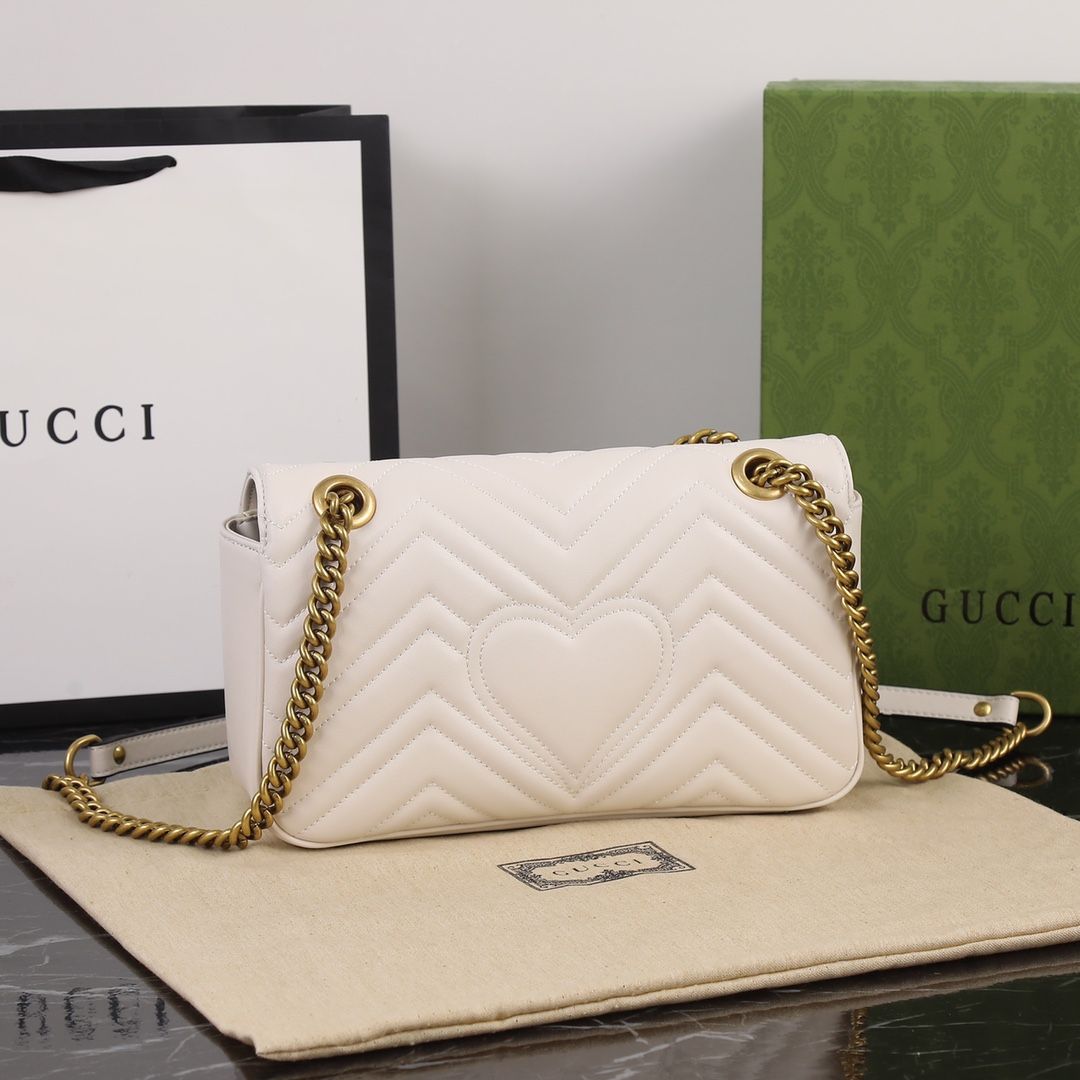 Gucci Gg Marmont Small Shoulder Bag Light Beige Leather