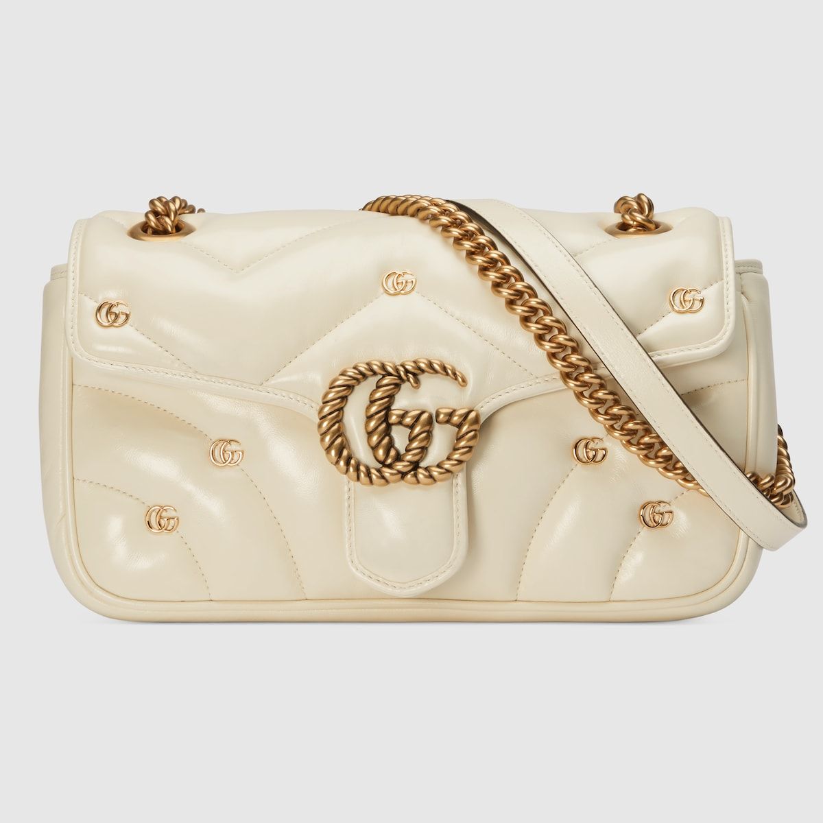 Gucci Gg Marmont Small Shoulder Bag White Leather