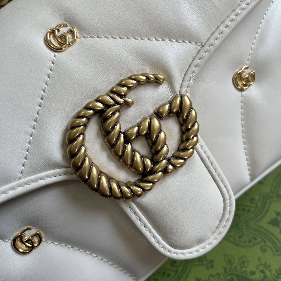 Gucci Gg Marmont Small Shoulder Bag White Leather