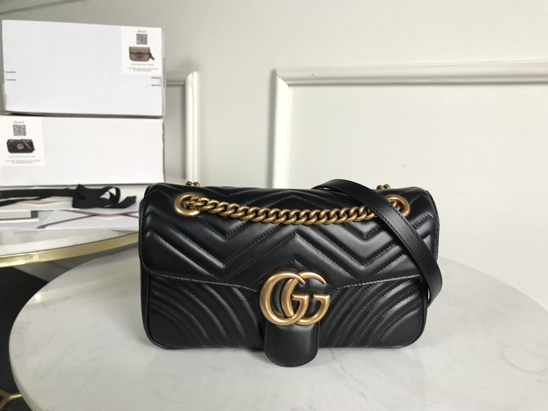 Gucci Gg Marmont Small Shoulder Bag Black Leather