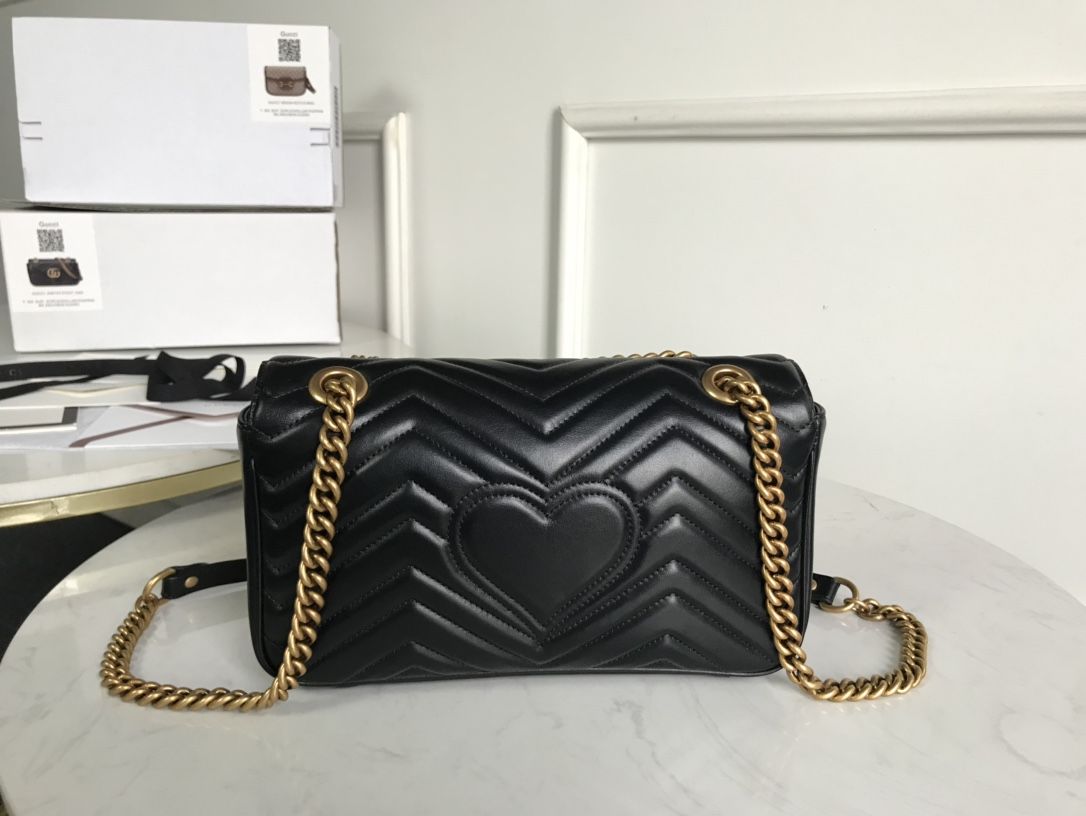 Gucci Gg Marmont Small Shoulder Bag Black Leather