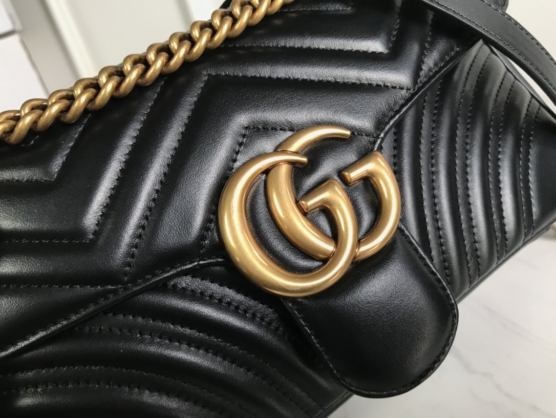 Gucci Gg Marmont Small Shoulder Bag Black Leather