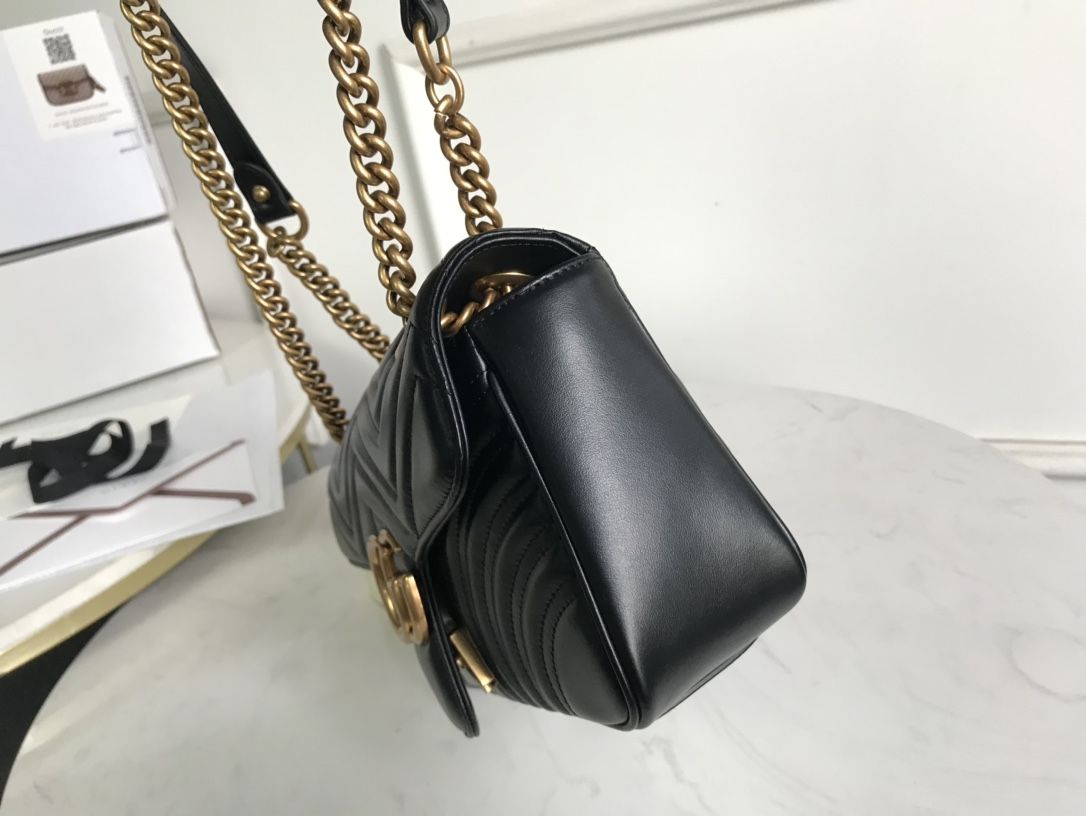 Gucci Gg Marmont Small Shoulder Bag Black Leather