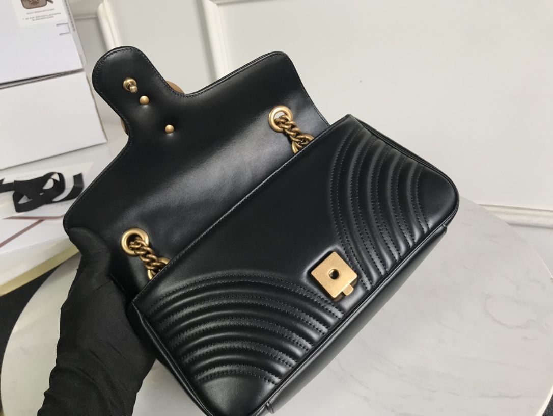 Gucci Gg Marmont Small Shoulder Bag Black Leather