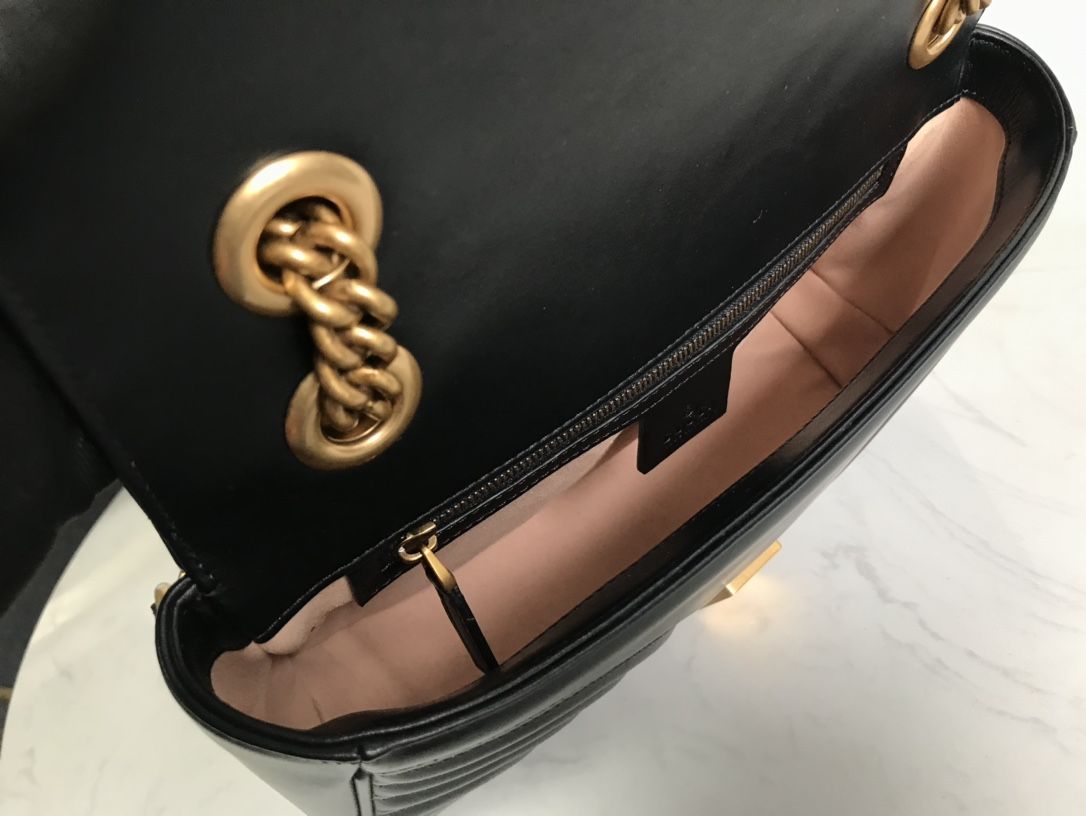 Gucci Gg Marmont Small Shoulder Bag Black Leather