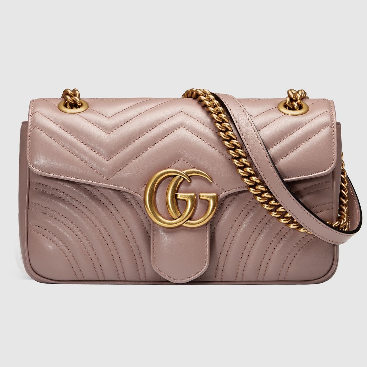 Gucci Gg Marmont Small Shoulder Bag Dusty Pink Leather