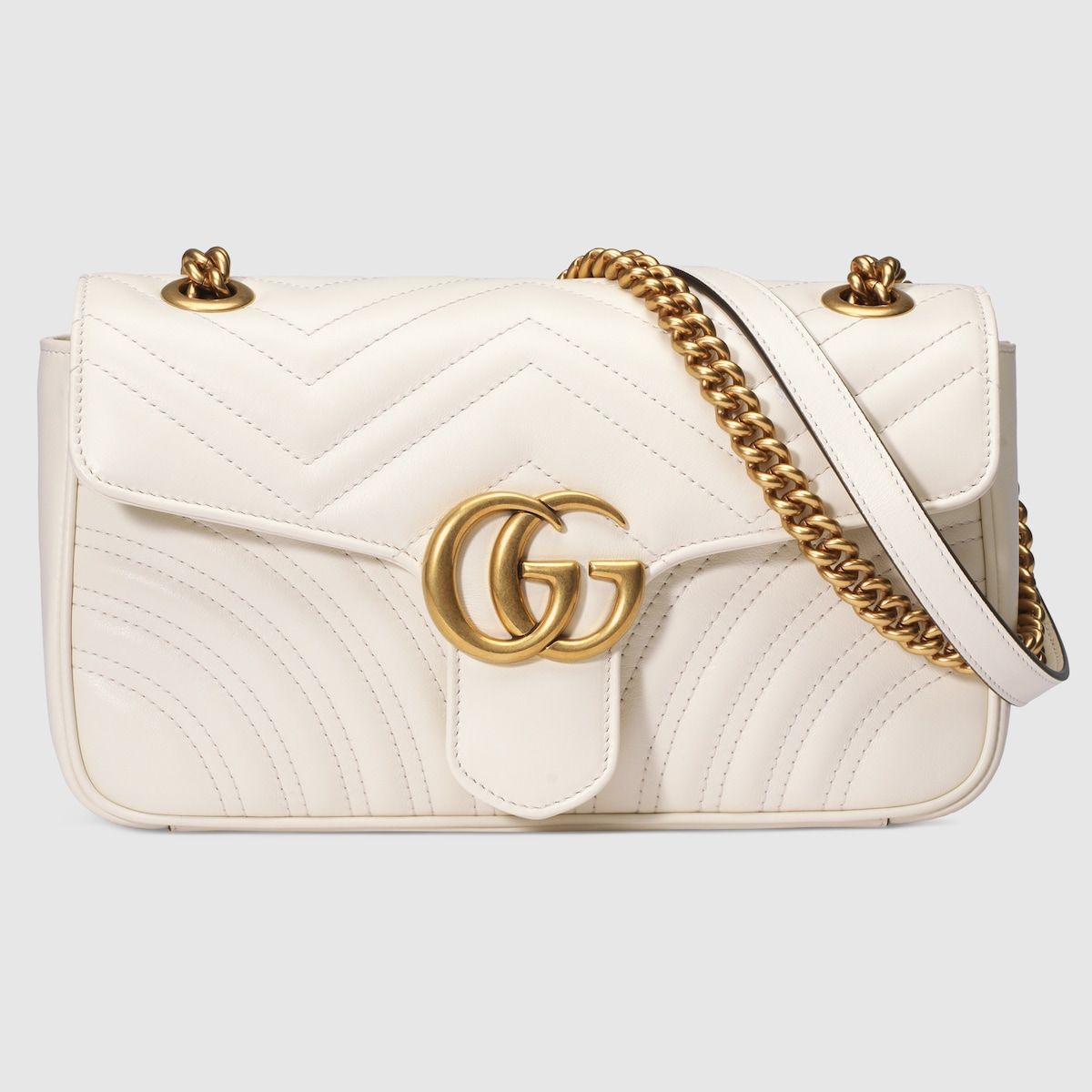 Gucci Gg Marmont Small Shoulder Bag White Matelassé Leather