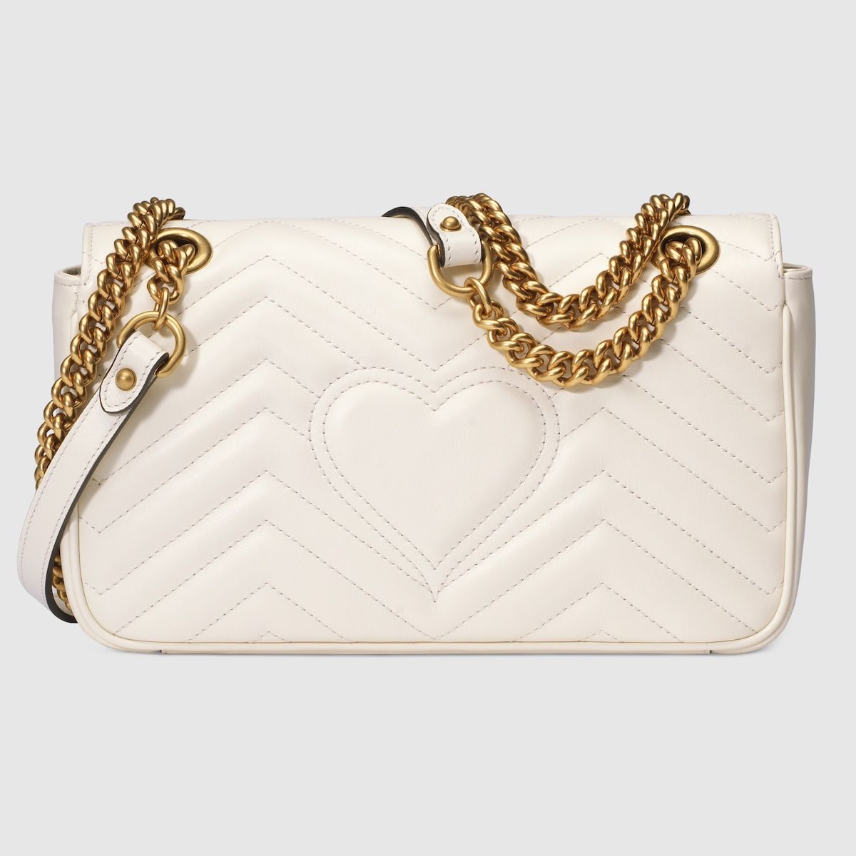 Gucci Gg Marmont Small Shoulder Bag White Matelassé Leather