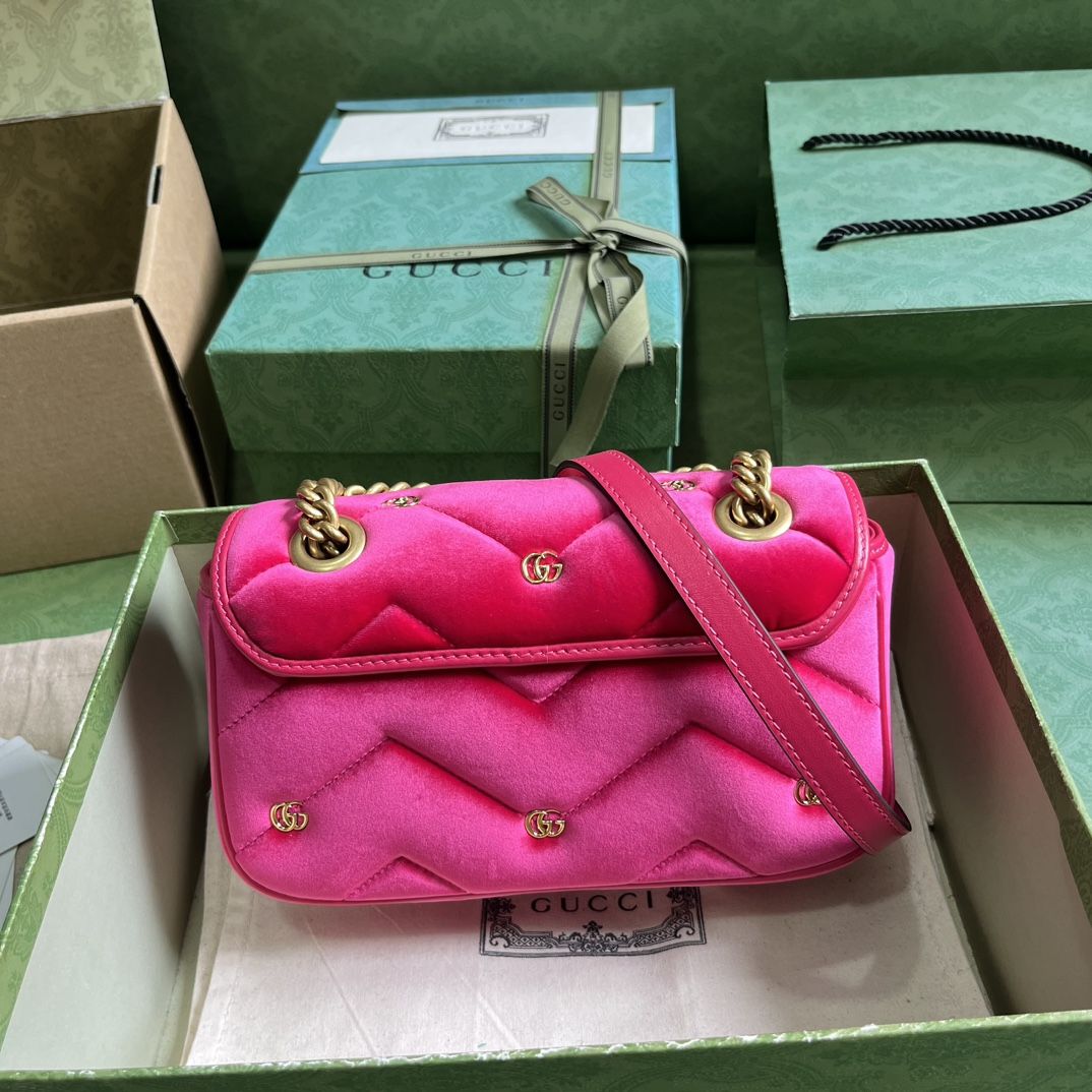 Gucci Gg Marmont Small Shoulder Bag Dark Pink Velvet