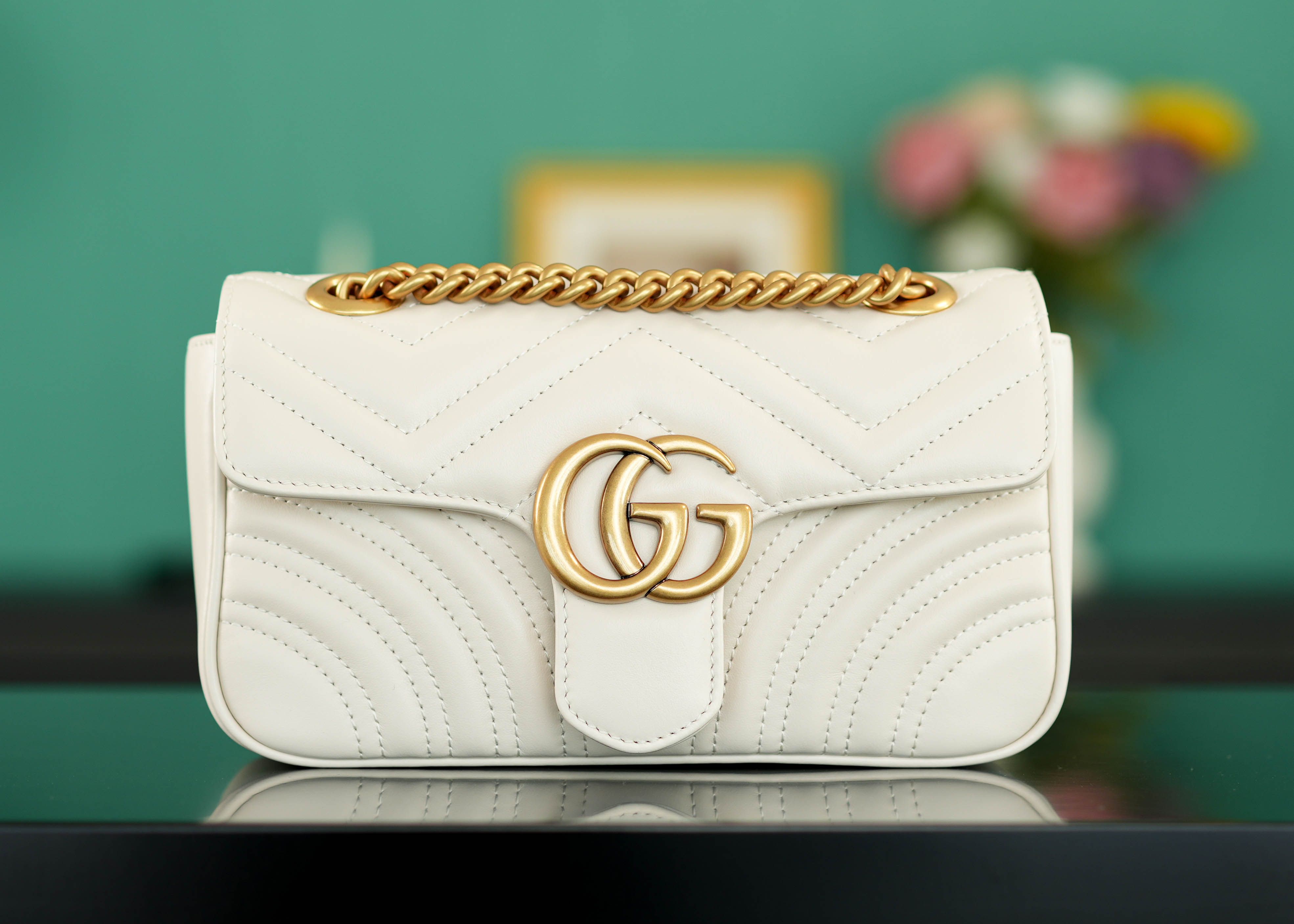 Gucci Gg Marmont Matelassé Mini Bag Light Beige Leather