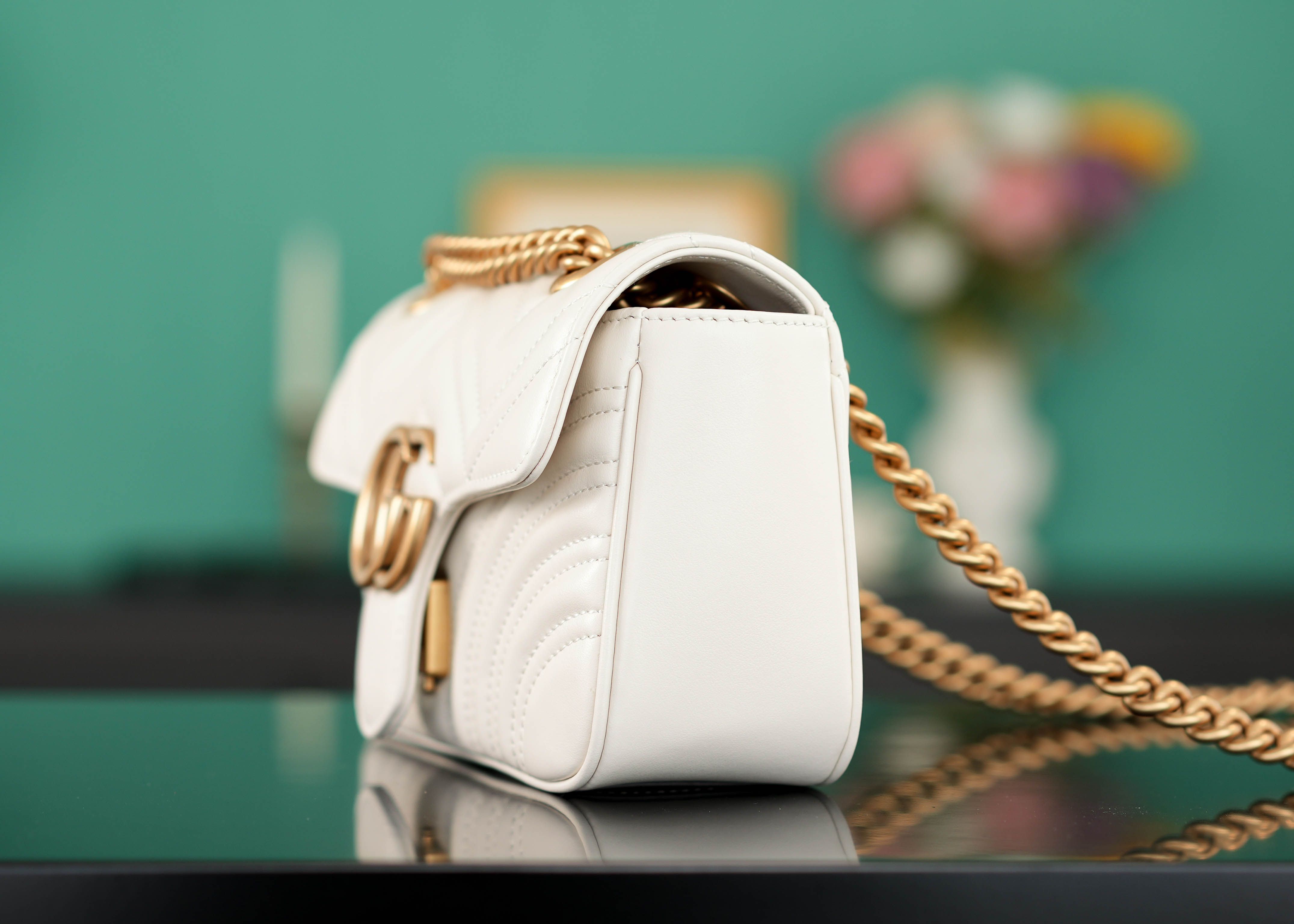 Gucci Gg Marmont Matelassé Mini Bag Light Beige Leather