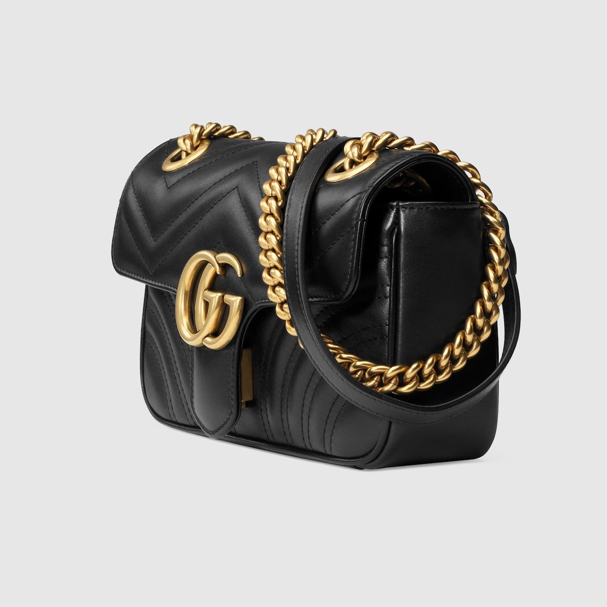 Gucci Gg Marmont Mini Shoulder Bag Black Leather