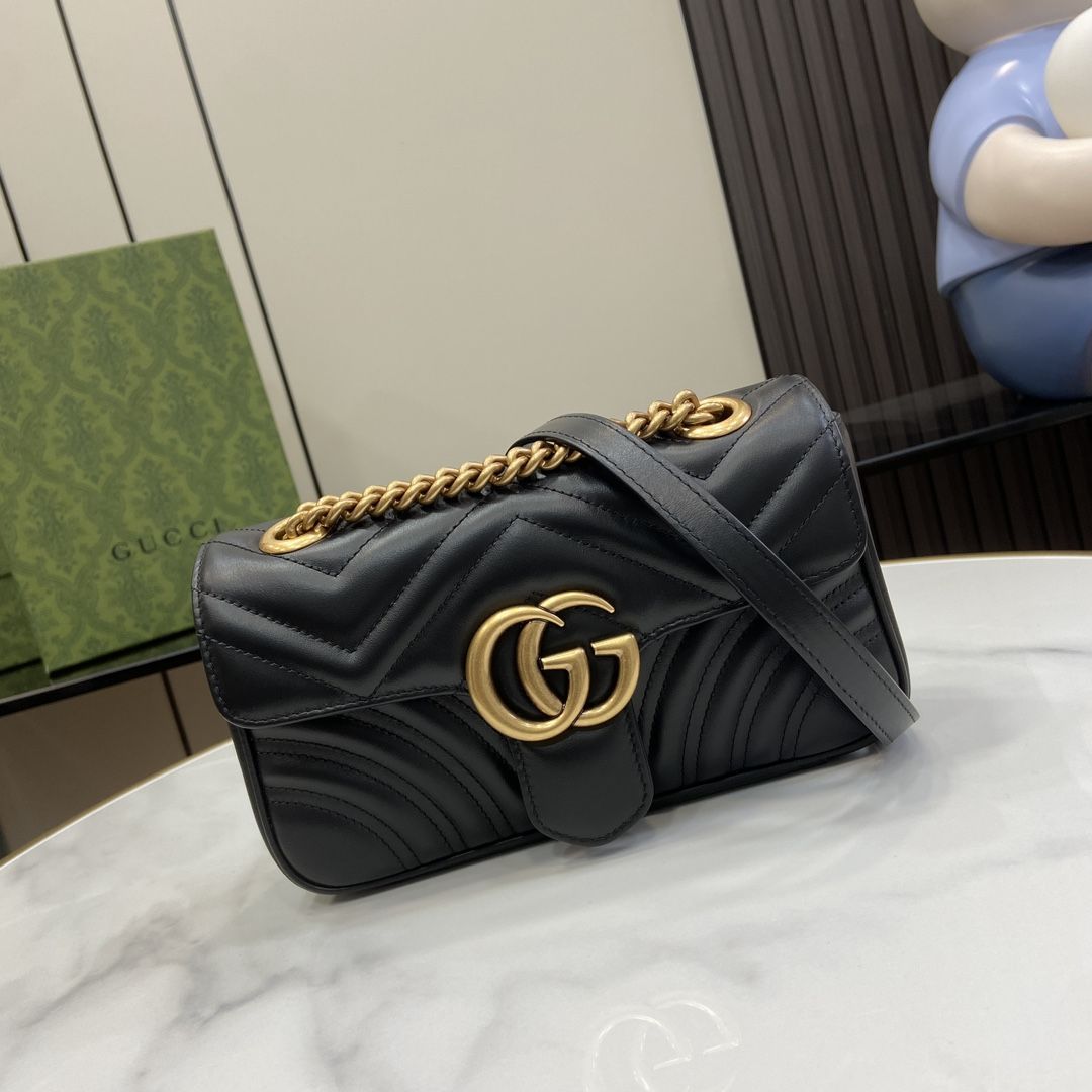 Gucci Gg Marmont Mini Shoulder Bag Black Leather