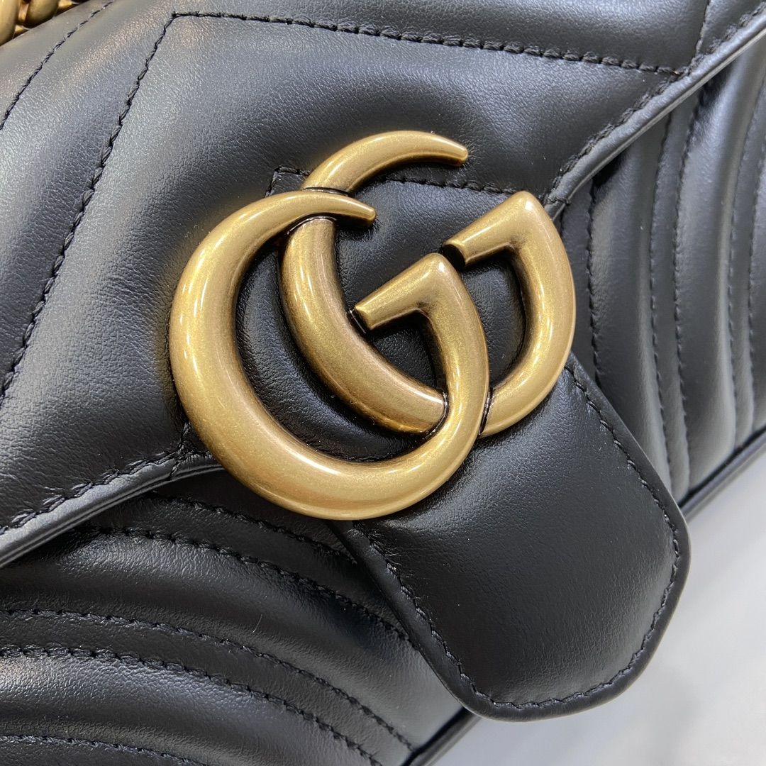 Gucci Gg Marmont Mini Shoulder Bag Black Leather