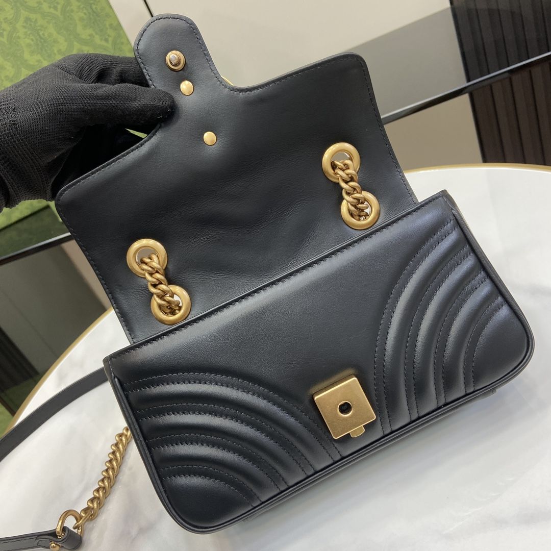 Gucci Gg Marmont Mini Shoulder Bag Black Leather