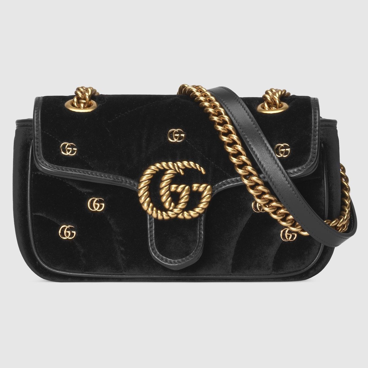 Gucci Gg Marmont Mini Shoulder Bag Black Velvet