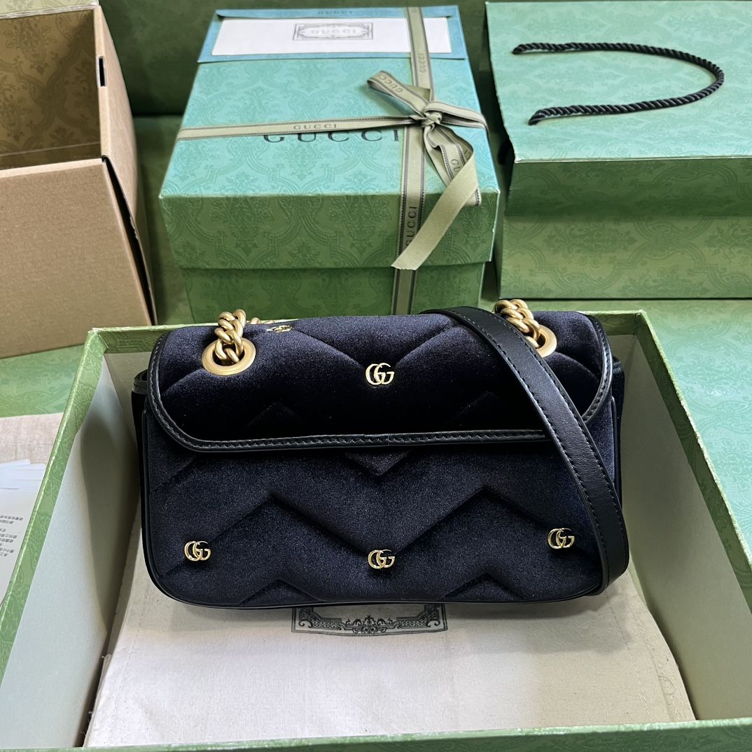 Gucci Gg Marmont Mini Shoulder Bag Black Velvet