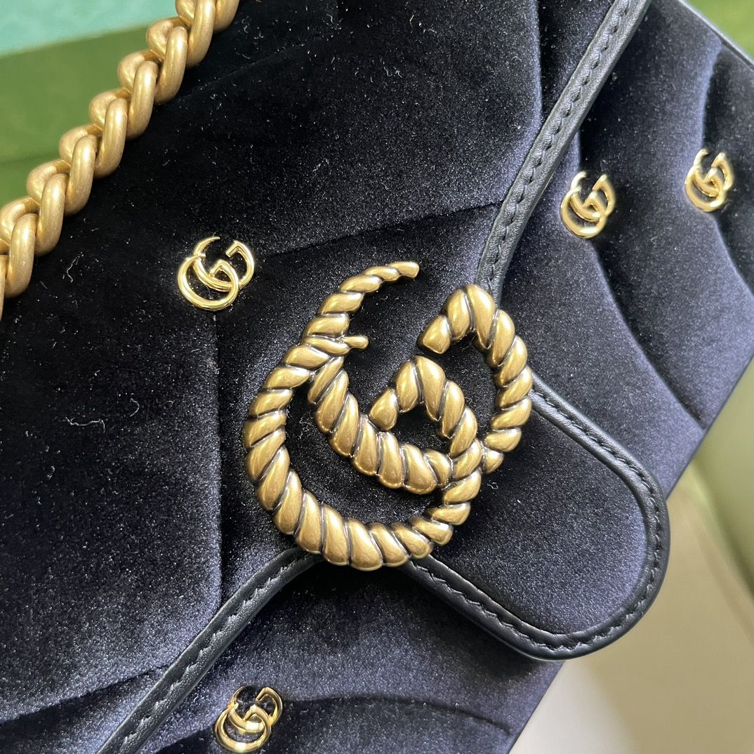 Gucci Gg Marmont Mini Shoulder Bag Black Velvet