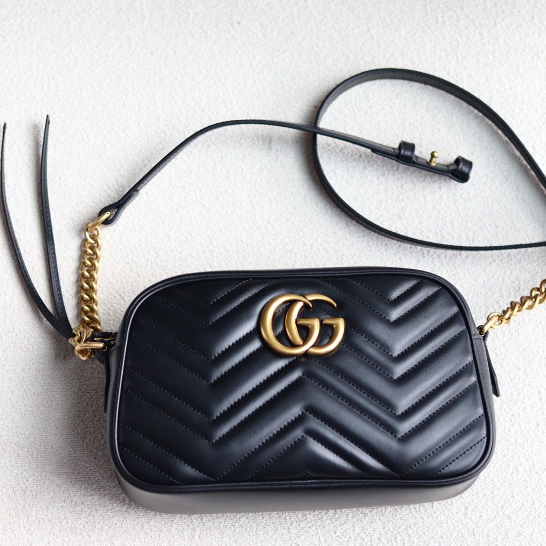 Gucci Gg Marmont Small Shoulder Bag Black Leather