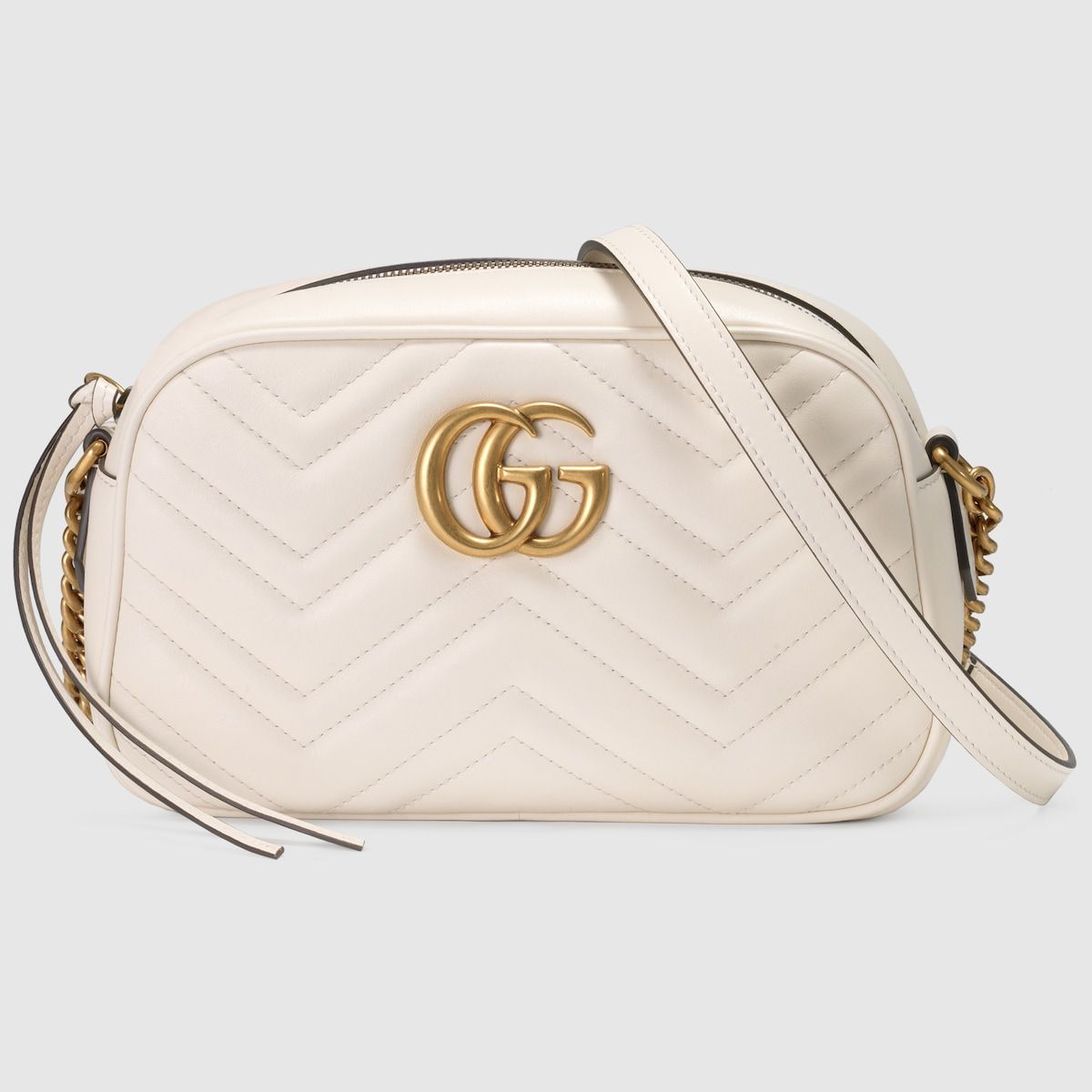 Gucci Gg Marmont Small Shoulder Bag White Leather