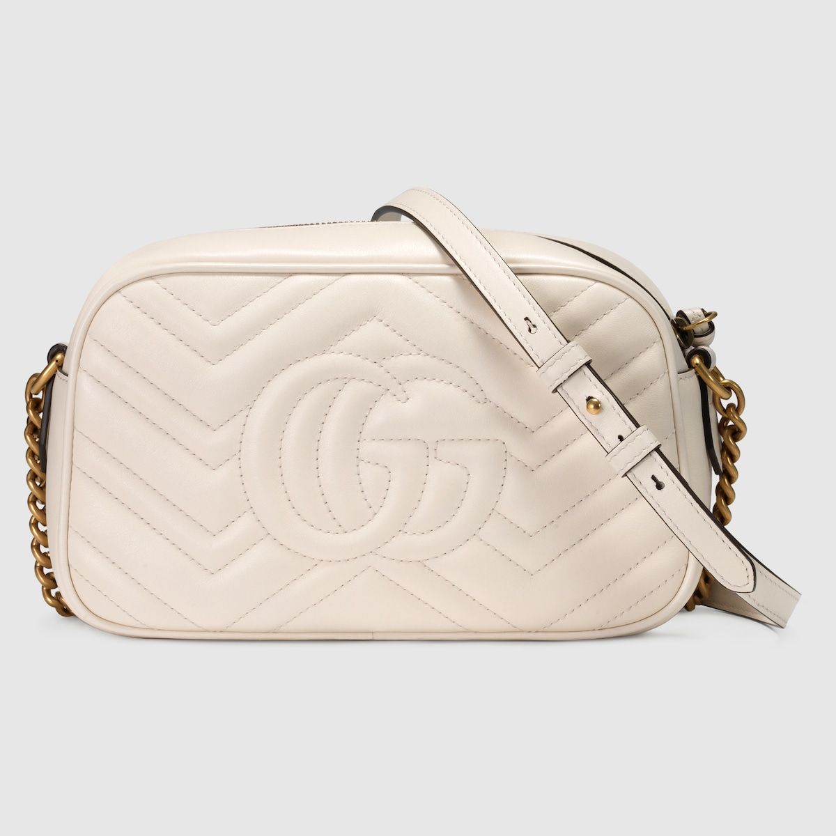 Gucci Gg Marmont Small Shoulder Bag White Leather