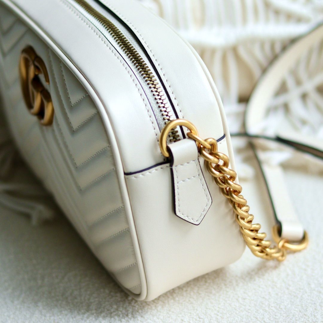 Gucci Gg Marmont Small Shoulder Bag White Leather