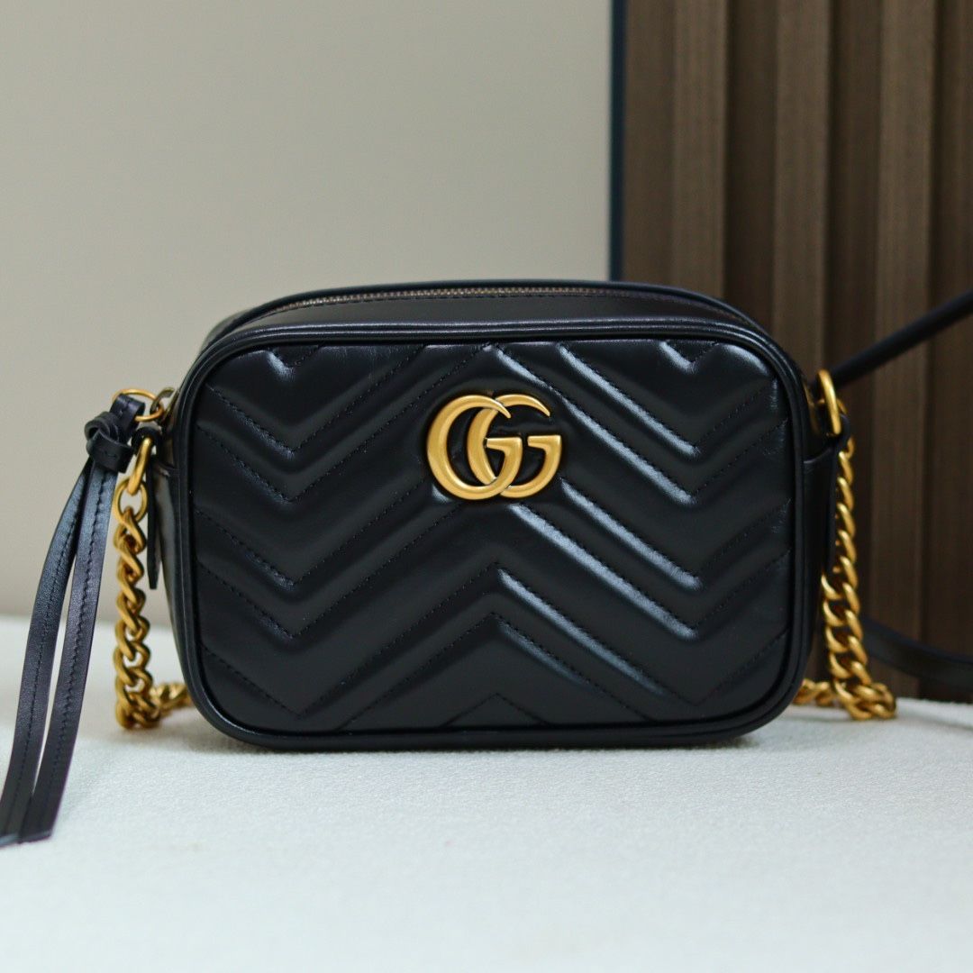 Gucci Gg Marmont Mini Shoulder Bag Black Leather