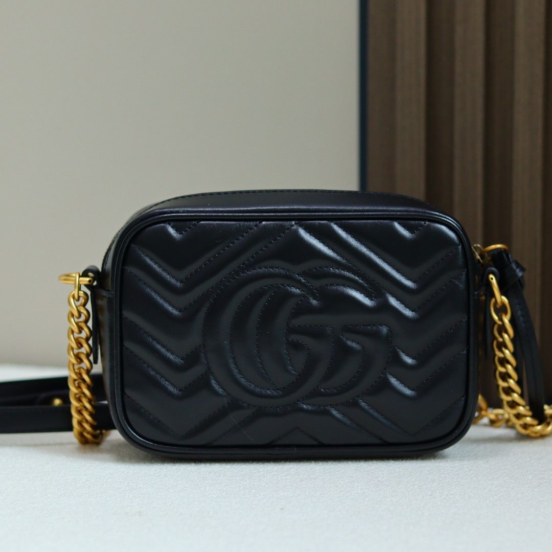 Gucci Gg Marmont Mini Shoulder Bag Black Leather