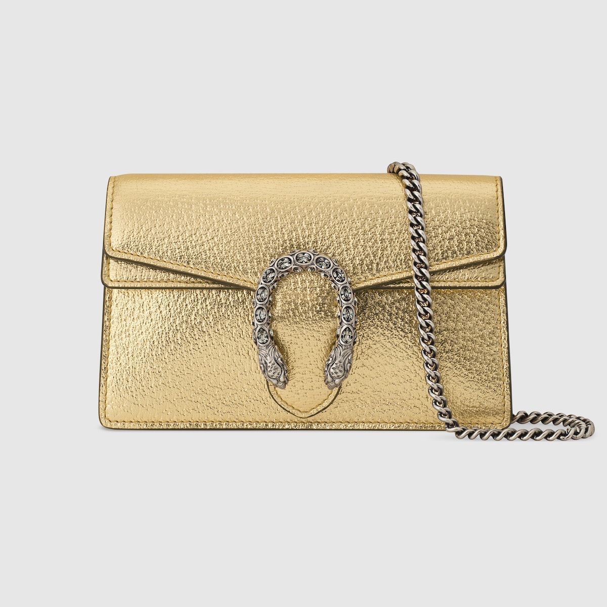 Gucci Dionysus Super Mini Bag Gold Lamé Leather