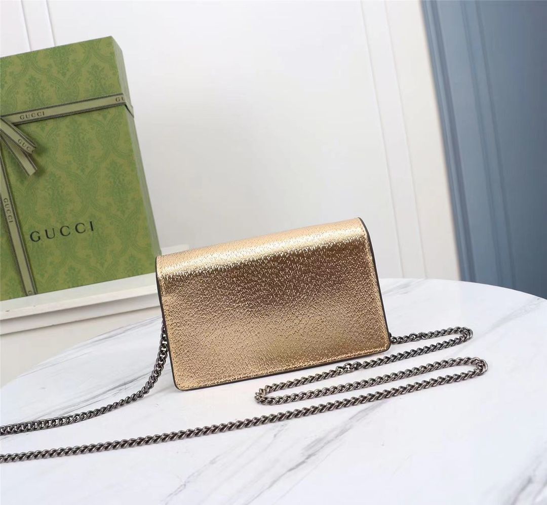 Gucci Dionysus Super Mini Bag Gold Lamé Leather