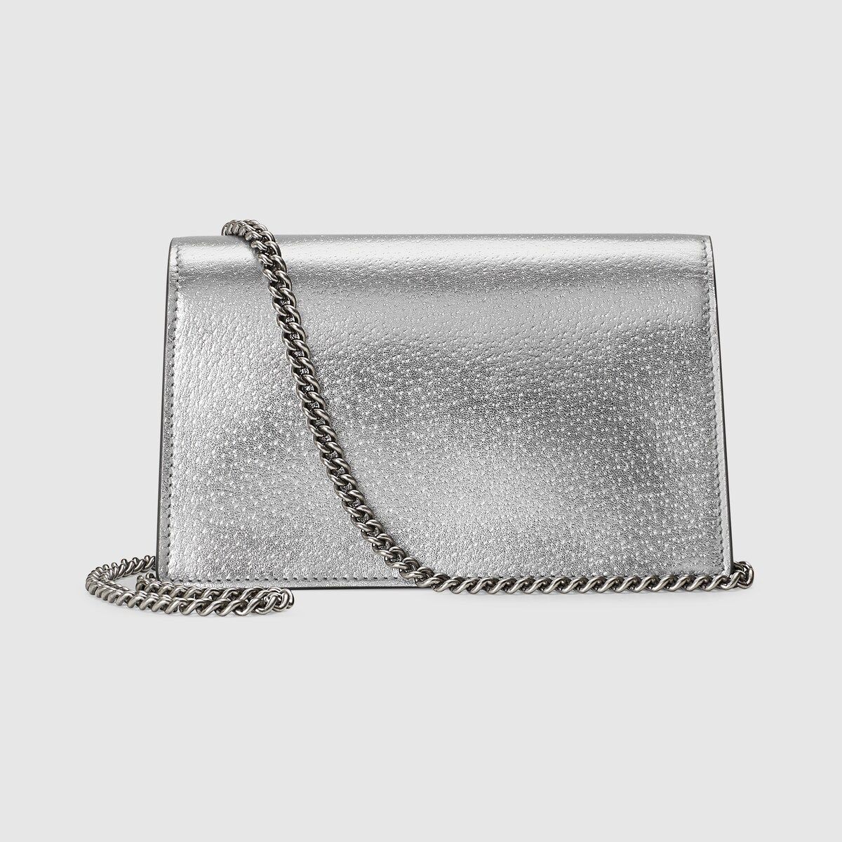 Gucci Dionysus Super Mini Bag Silver Lamé Leather