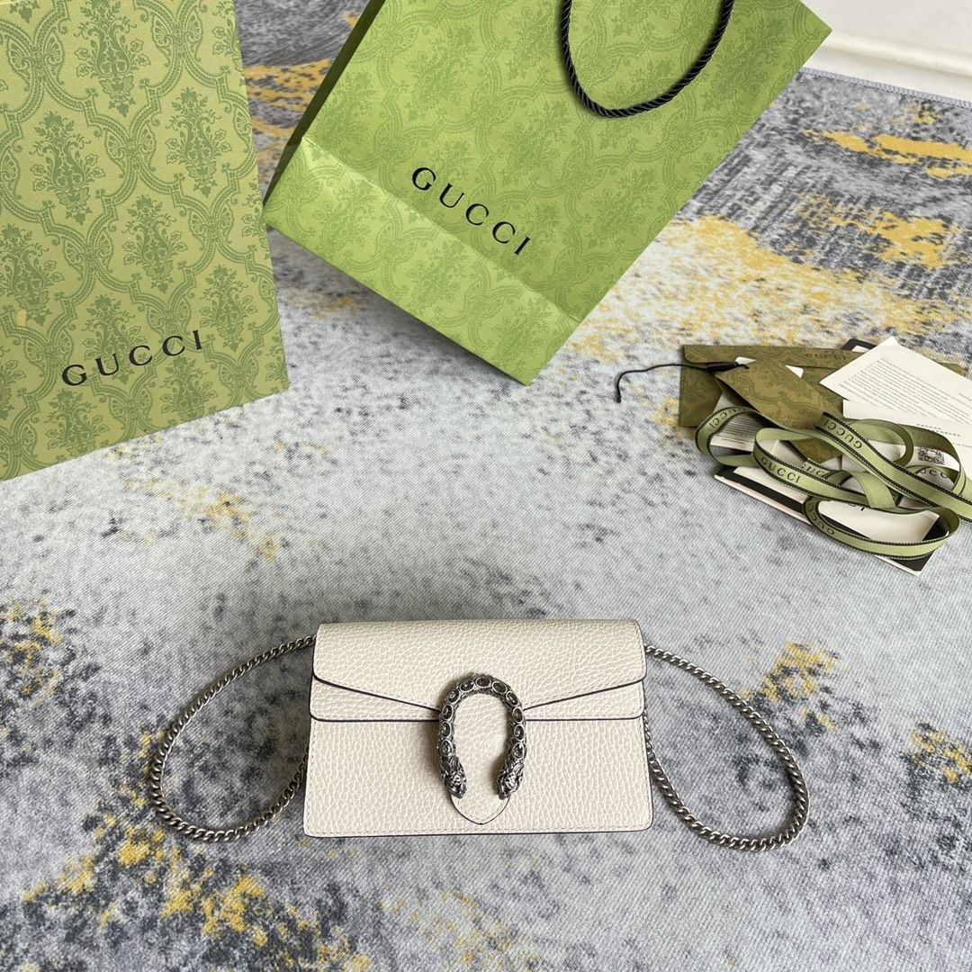 Gucci Dionysus Super Mini Leather Bag White Leather