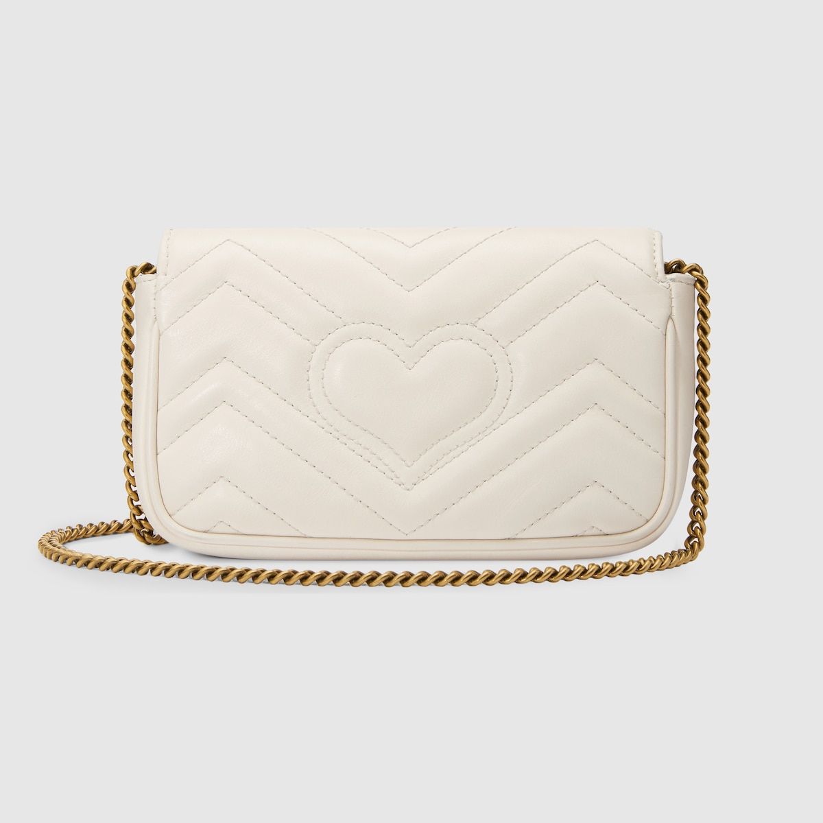 Gucci Gg Marmont Leather Super Mini Bag White Chevron Leather