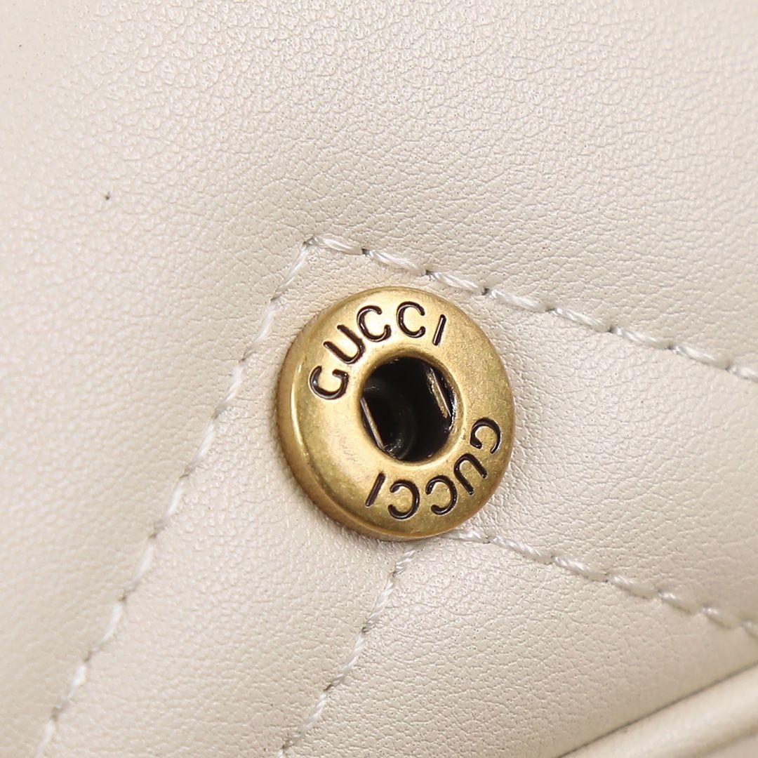 Gucci Gg Marmont Leather Super Mini Bag White Chevron Leather