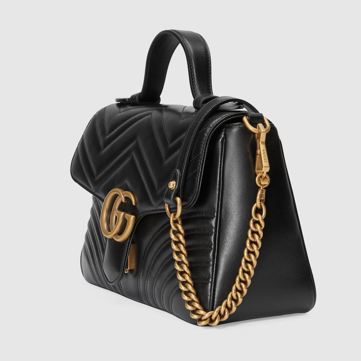 Gucci Gg Marmont Small Top Handle Bag Black Leather