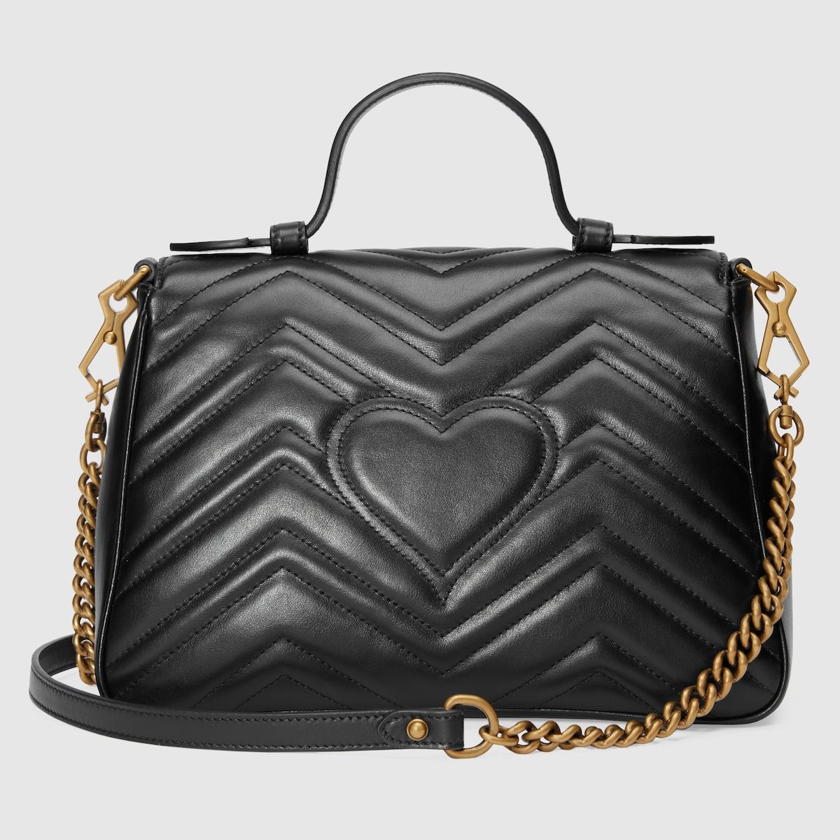 Gucci Gg Marmont Small Top Handle Bag Black Leather