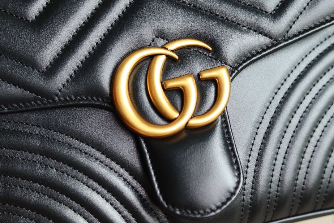 Gucci Gg Marmont Small Top Handle Bag Black Leather