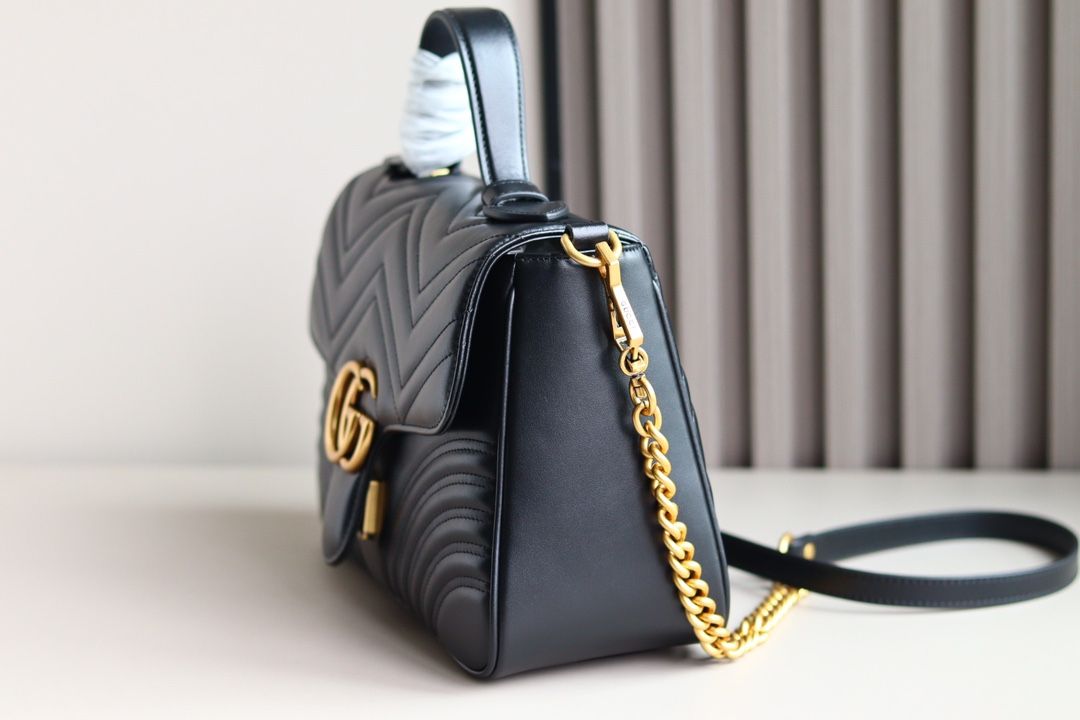 Gucci Gg Marmont Small Top Handle Bag Black Leather