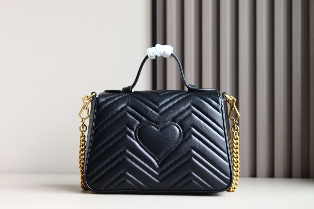 Gucci Gg Marmont Small Top Handle Bag Black Leather