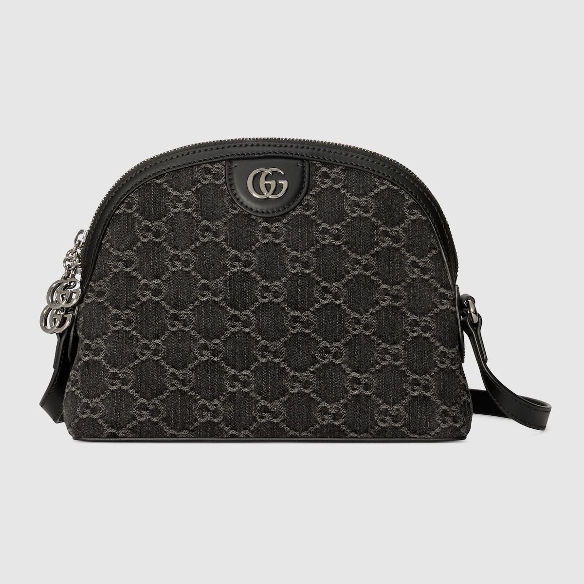 Gucci Ophidia Gg Small Shoulder Bag Black And Grey Denim