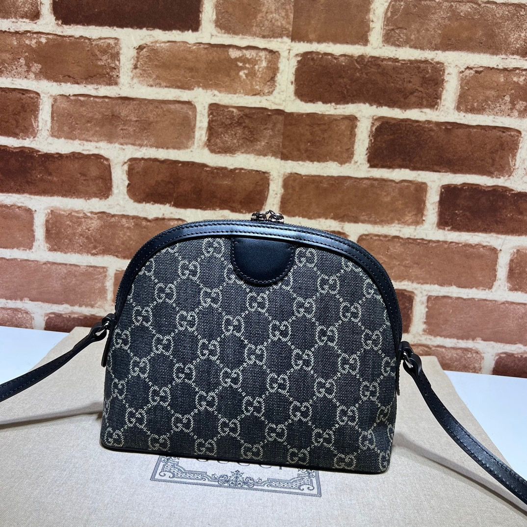 Gucci Ophidia Gg Small Shoulder Bag Black And Grey Denim