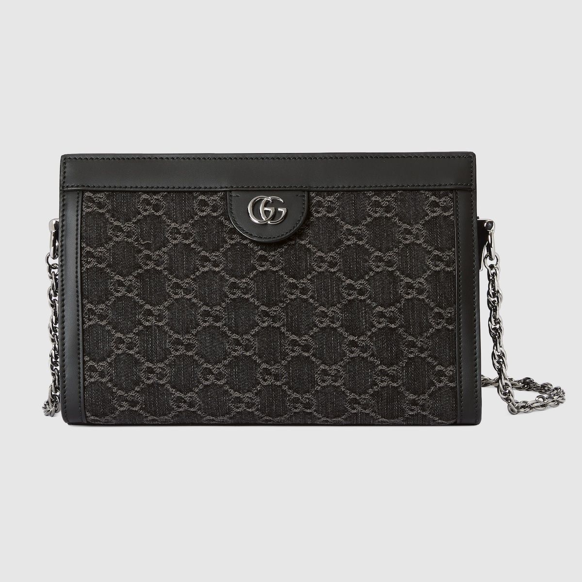 Gucci Ophidia Gg Small Shoulder Bag Black And Grey Denim