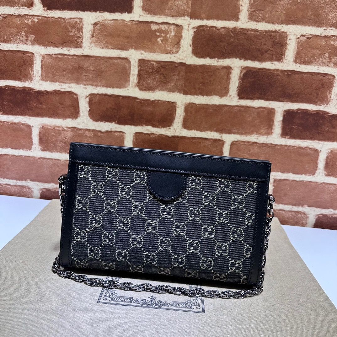 Gucci Ophidia Gg Small Shoulder Bag Black And Grey Denim