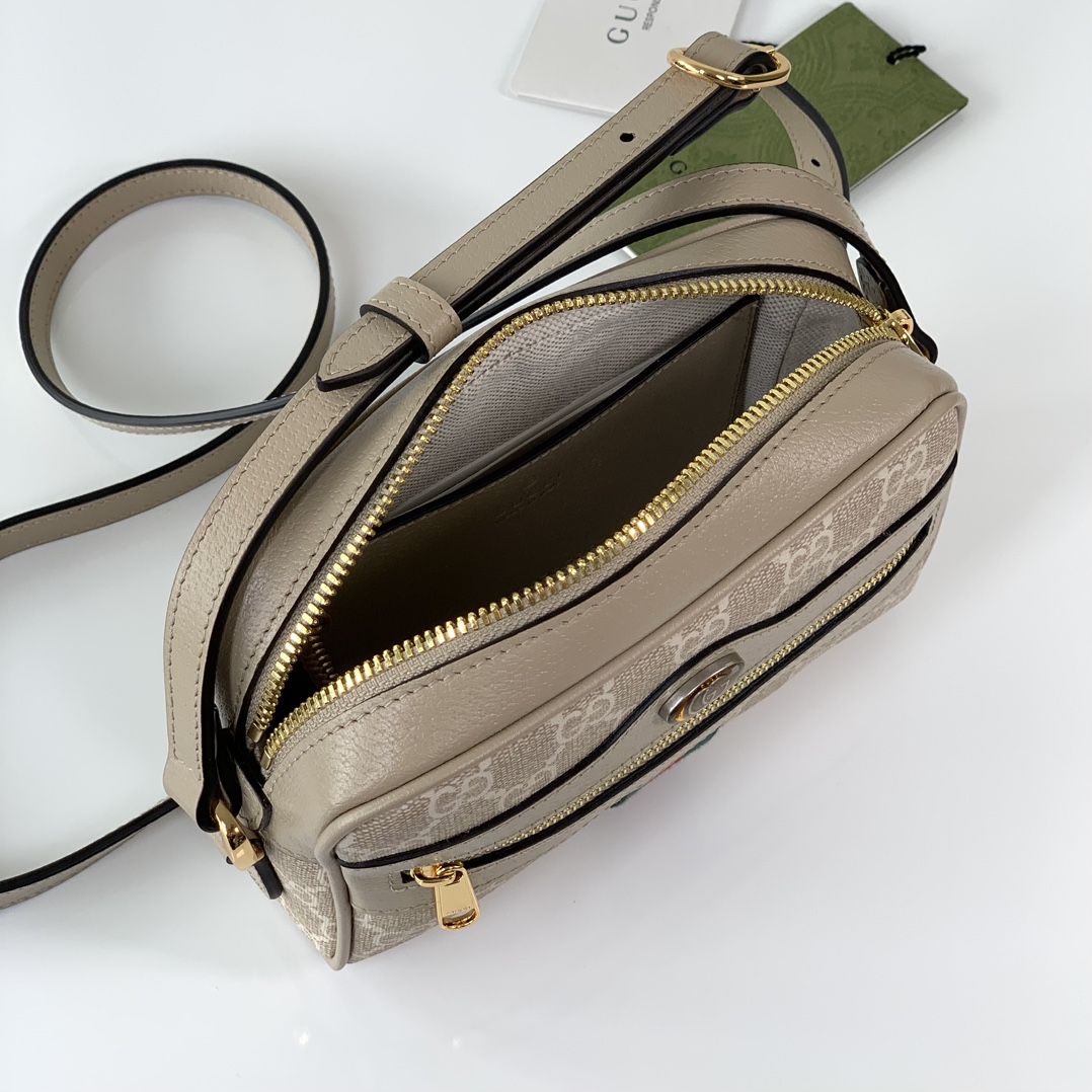 Gucci Ophidia Gg Mini Bag Beige And White Gg Supreme