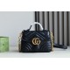 Gucci Gg Marmont Mini Top Handle Bag Black Chevron Leather